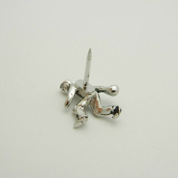 Silver Tone Bowler Bowling Vintage Tie Tack - Picture 4 of 4